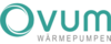 Logo von OVUM, einem Anbieter von Wärmepumpen. Der Text zeigt den Markennamen "OVUM" in großen Buchstaben und das Wort "Wärmepumpen" in kleinerer Schrift darunter. Das Design ist modern und farblich in sanften Tönen gehalten.