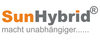 Logo von SunHybrid. Der Slogan „macht unabhängiger“ deutet darauf hin, dass das Unternehmen Lösungen anbietet, die Unabhängigkeit fördern.